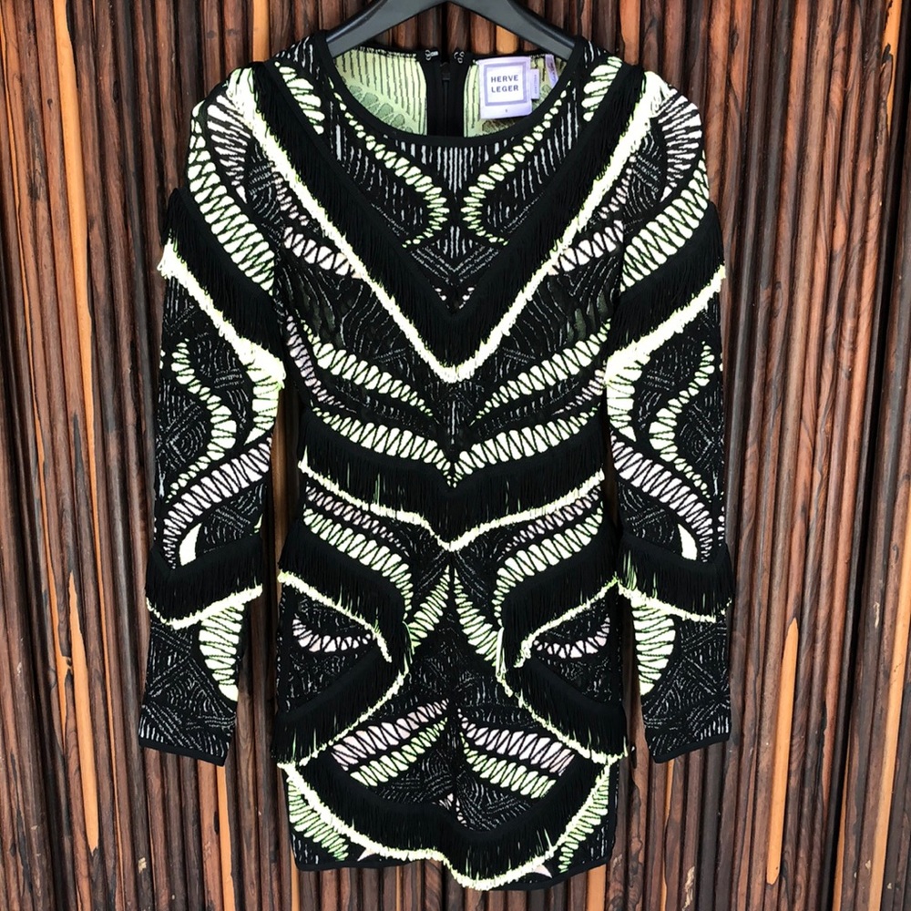 Herve Leger Fringe Bodycon Dress